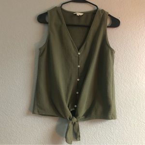 Lucky Brand Olive green Sleeveless Button Down Tank Top